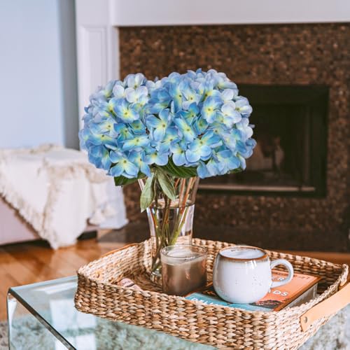 DILATATA Blue Fake Hydrangeas Real Touch Hydrangea Flowers 26" Large Artificial Hydrangea Flowers Silk Hydrangea for Wedding Bouquet, Home, Party, Store, 3pcs - color: Day Sky Blue, size: 3PCS