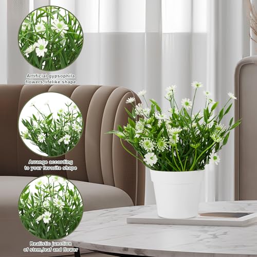 Fake Plants Daisy for Bathroom Decor, Small Potted Artificial Plants Indoor for Shelf Desk Home Bathroom Farmhouse Room Coffee Table Decor, White (Pack of 2) - color: White