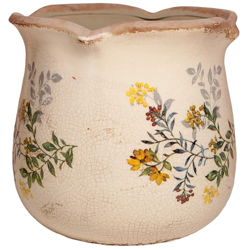 Xiaan Jiaju Ceramic Flower Vase, Rustic Farmhouse Vases & Planting Pots with Drainage, European Home Decor for Mantel Fireplace Bookshelf Wedding Centerpieces Gift, Yellow Blooms - color: Yellow Blooms