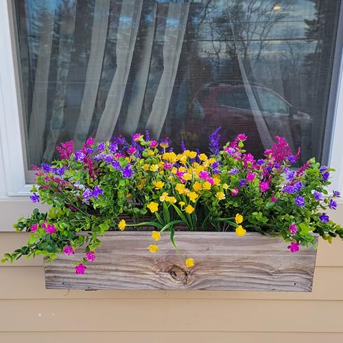 24 Bundles Artificial Flowers for Outdoors UV Resistant Spring Flowers Artificial for Decoration Fake Flowers Outdoor Artificial Plants Outdoor Plants Hanging Planter Home Garden Decor - color: 24pcs