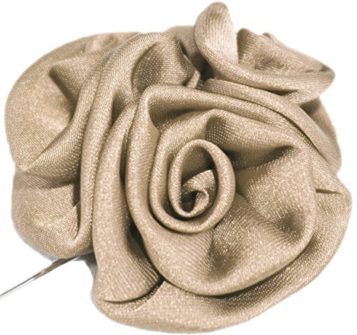 Flairs New York Gentleman's Essentials Premium Handmade Flower Lapel Pin Boutonniere - color: Champagne Gold [Bouquet]
