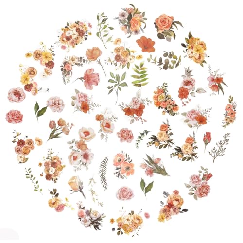 100 Pcs Natural Botanical Flower Stickers, Wildflower Stickers for Scrapbooking Junk Journal Notebook Diary Planner Letter Envelope Water Bottle Phone Case Craft Decoration (Wildflower) - color: Wild
