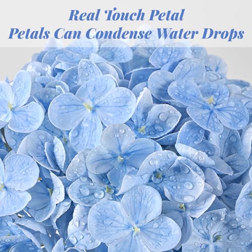 MARTINE MALL 4Pcs 21in Hydrangea Artificial Flowers, Latex Real Touch Hydrangeas Lifelike Large Hydrangea Flowers for Home Decor Party Arrangements Wedding Bouquets Centerpieces (Blue) - color: Blue, size: 4Pcs