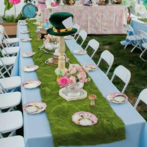FAICOIA Fake Moss Rug Table Runner Green Moss Roll for Fairy Gardens Grass Wedding Woodland Table Decor Artificial Moss for Indoor Plants Crafts 20" x 79" Green Moss for Decorating Wall 50 x 200cm - color: Green - 20" x 79"