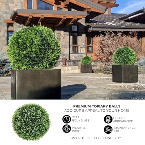 365 Curb Appeal 23" XL Topiary Balls (Cedar (Cypress), 2 Topiary Balls (4 Halves)) - color: Cedar (Cypress), size: 2 topiary balls (4 halves)
