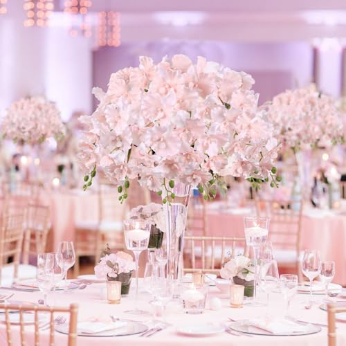 Orchids Artificial Flowers,6PCS Light Pink Tall Fake Flowers 36" Artificial Phalaenopsis Long Stems Silk Orchids for Wedding Party Office Home Décor (Light Pink) - color: Light Pink