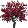 Mandy's 6 Bundles Artificial Burgundy Baby’s Breath Flowers | 18.5 Inch Silk Gypsophila European Style Modern Home Decor Centerpiece Neutral Wedding Flower Arrangements - color: Burgundy