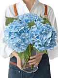 JINWOE Light Blue Flowers Real Touch Artificial Hydrangeas, 3Pcs 21" Large Royal Latex Silk Flowers,Long Stems Fake Flower Bouquet for Centerpieces Table Home Party - color: Blue, size: 3pcs