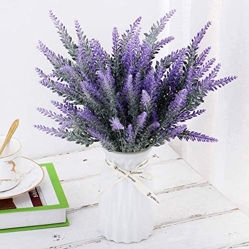 Fake Flowers Lavender in Purple, Artificial Flowers for Decoration Faux Flower Plants Plastic Greenery Decorations for Outdoor Garden Outdoors Home Art Floral Arrangements Wedding DIY Bouquet - 4 Pack - color: Lavender-purple-4 Pack