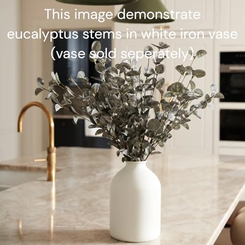 RyddeligHome 6 Branches Artificial Long Eucalpytus Stems for Tall Vase, Eucalyptus Centerpieces for Tables, 23" Dusty Green Faux Stems for Vase, Realistic Greenery Branches Fillers for Home Décor - color: Green Eucalyptus