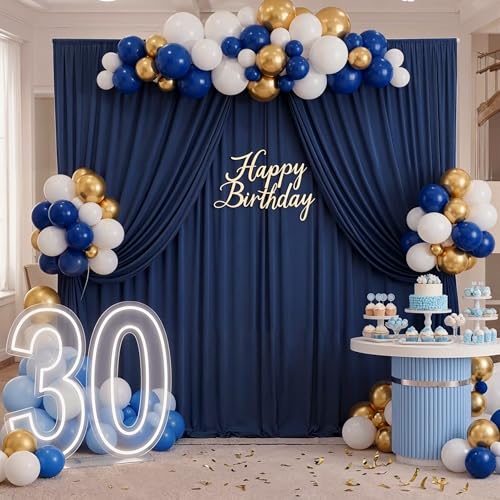 10ft x 8ft Wrinkle Free Navy Blue Backdrop Curtains for Parties, Thick Fabric Photo Backdrop Drapes for Weddings Photography Birthday Party Backgrpund Decor - color: Navy Blue, size: 10ftx8ft