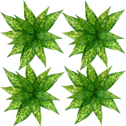 CATTREE Artificial Plants Outdoor Shrubs, Fake Agave Plant Faux Grass Plastic Leaves Greenery Bushes Home Decor Garden Wedding Party Decorations Indoor Yard UV Resistant Planter Filler - Yellow 4 Pack - color: Agave Grass - Yellow 4 Pcs
