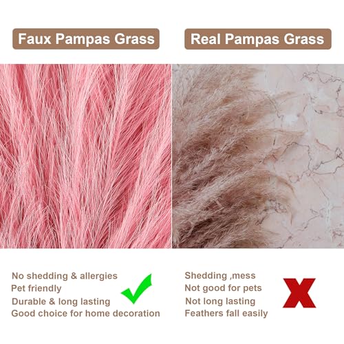 Pink Pampas Grass Small, 30 Pcs 17" Faux Pampas Grass Short Decor, Pompas Grass Flower Arrangement and Vase Filler for Boho Home Wedding Decoration - color: Pink, size: 17'' Tall