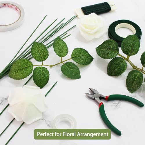 100 Pcs Artificial Flowers Green Leaf Bulk Faux Greenery Silk Fake Rose Leaves Bouquet Garland Wreath Floral Arrangement Supplie DIY Craft (6 Large-Leaf Green) - color: 01. 6 Large-leaf Green
