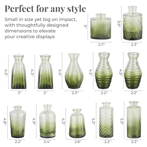 BEAHOT Bud Vase in Bulk - Flower Vases for Wedding Decorations, Glass Vase for Table Decorations, Small Vase for Home, Mother's Day, Centerpieces, Party, Office (32pack,Green) - color: Green