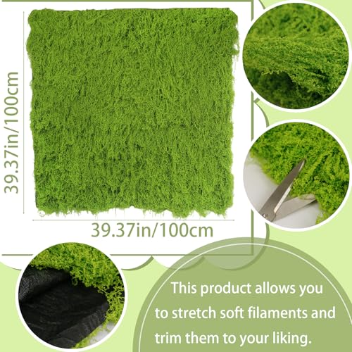 ACRYCS Fake Moss Green 39" x 39" Faux Moss for Decorating Artificial Grass for Indoor Plants Wall Crafts DIY Table Centerpieces Fairy Woodland Garden Floral Wedding 100x100cm - size: Light Green-39" x 39"/100x100 cm