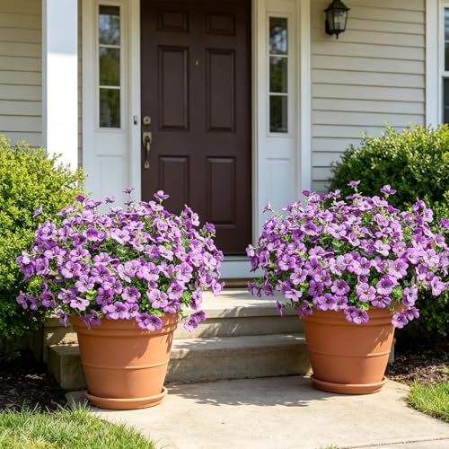 Elyum Artificial Flowers for Outdoors, 18 Bundles Artificial Plants & Flowers Outdoor, UV Resistant Faux Flowers Outdoor Fake Flowers for Outside Porch Window Box Decoration(Purple) - color: Purple, size: 18 Pack