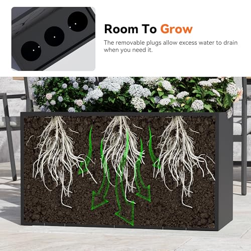 Modern Shade Metal Planter Box with Trellis Privacy Screen, 6x3 FT Large Raised Garden Bed, Multi-Functional Privacy Screen Outdoor with Drainage Holes for Climbing Plants, Petal Weave - size: 1 PC (Petal Weave) with Planter Box