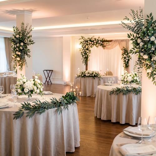 100 Pcs 4Kinds Artificial Mixed Eucalyptus Stems Leaves Bulk Fake Greenery Silver Dollar Eucalyptus Leaves Bundle Faux Greenery for Centerpieces Artificial Greenery for DIY Vase Home Decor Wedding