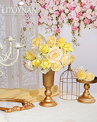 Artificial Flower Combo Flowers Exquisite Yellow Flower Box Set for DIY Bouquets Centerpieces Floral Arrangements, Multi Use Wedding Party Home Decorations Faux Flowers（Yellow & Peach ） - color: Yellow&peach