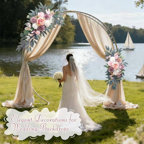 Wedding Arch Flowers (2-Pack), Artificial Dusty Rose Floral Arch Decorations for Weddings Ideal for wedding welcome signage Decorations , banquet backdrop arrangements, and bridal parties (Pink) - color: Pink