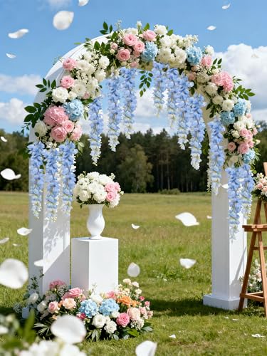 IPOPU 3.9FT Wisteria Artificial Flowers, 4PCS Wisteria Hanging Flowers, Silk Blue Flower with Long Stem for Tall Vase Filling Wedding Wall Backdrop Centerpieces Home Decoration (Blue) - color: Blue