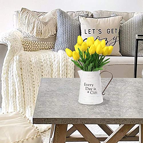 10 Pcs Yellow Tulips Artificial Flowers Real Touch Fake Tulips Fake Flowers for Mother's Day 13.5" Faux Tulips Faux Flowers Bulk Artificial Tulips Flowers for Vase Centerpieces Home Wedding Bouquet - color: Yellow #10