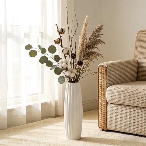 Large Floor Ceramic Vase 17.7 Inches Tall,White Modern Flower Tall Vases for Office, Home,Farmhouse,Living Room Décor,Simple Origami Design Fall Decorative Porcelain Flower Arrangement Vase Ideal Gift - color: Shape 1, size: 17.7 inch