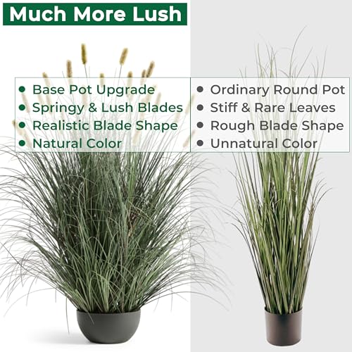 FloraFairy 4ft Onion Grass, Artificial Plant and Greenery, Fake Floor Plants Indoor Outdoor, Potted Faux Green Bristlegrass with Spikes, Large Size Horsetail Reed Grass, House Decorative - color: Yellow, size: 4ft - 1pack