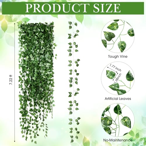 24 Pcs 158ft Fake Vines Bulk Artificial Ivy Garland Greenery Hanging Vines Leaves for Rainforest Fall VBS 2026 Decorations Jungle Themed Party Bedroom Wedding Garden Wall - size: 158ft