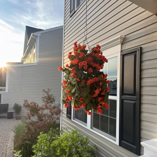 Artificial Fall Hanging Flowers Plants for Decoration 2 PCS Silk Fake Faux Mums for Outdoor Planters Long Vines Stems Bouquet Daisy UV Resistant for Wall Home Porch Patio Balcony Front Door Décor - color: B-orange