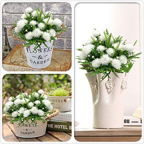 Artificial Flowers, Plastic Plants Dandelion Shrubs Grass Fake Bushes Home Garden Office Room House Outdoor Indoor UV Resistant Wedding DIY Decor Planter Filler Decoration - White 4 Pack - color: Dandelion/ White/ 4 Pack