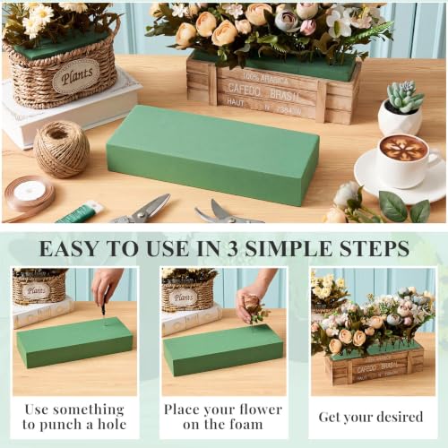 Lallisa 4 Pcs Green Reusable Floral Foam Blocks Water Weather Resistant Dry Floral Foam for Artificial Flower Arrangements Outdoor Hanging Florist Plant Bases for DIY Wedding (11.8 x 4.7 x 2'') - color: Green, size: 11.8 x 4.7 x 2''