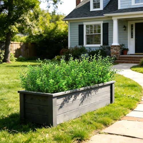 Roberly 24 Bundles Artificial Greenery Stems, UV Resistant Eucalyptus Fake Plants Outdoor Shrubs Greenery Plastic Plants for Garden Porch Window Box Farmhouse Indoor Home Office Decor, Green - color: Green