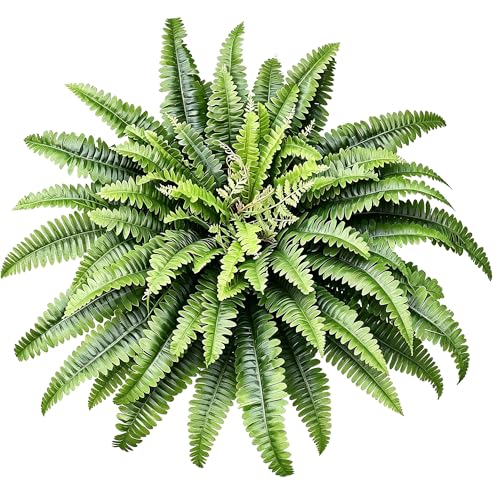 45" Fake Ferns Artificial Plants Large, Artificial Ferns for Outdoors and Indoors, 63 Fronds Faux Fern Greenery Suitable for Planter Hanging Garden Porch Office Decor - color: Dark Green, size: 45inch
