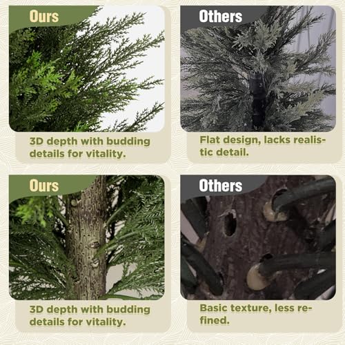 6FT Tall Artificial Cedar Topiary Tree with Compact Pyramidal Shape, Realistic Faux Cypress in Square Black Pot with Fillable Water Bag, Outdoor Evergreen for Front Porch Garden Home Decor - color: Black-pyramid Topiary, size: 6ft-1pack