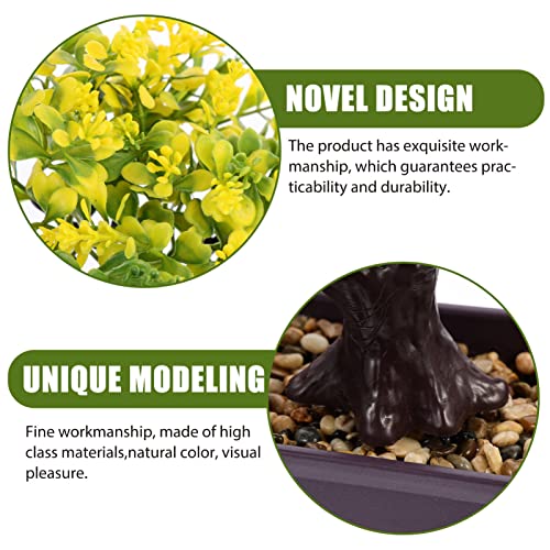 EXCEART Faux Bonsai Plastic Plant Yellow Artificial Desktop Decor - color: Yellow