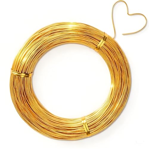 18 Gauge Aluminum Wire,165 Feet Craft Wire for Jewelry Making/Floral Making/Sculpting, 1mm Bendable Metal Wire for Model Making/Picture Hanging/Handmade Beading etc(Gold) - color: Gold