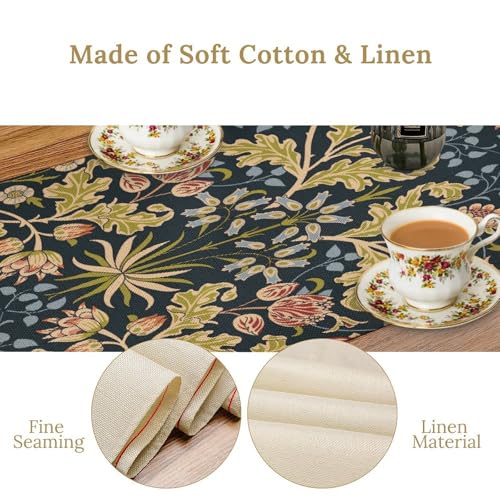 Vintage Flower Table Runner for Table Decor, Retro Cottage-Garden Style Blooms Floral Botanical Linen Printed for Dining Room Kitchen Farmhouse Wedding Party Holiday Home Decorate 13" x 36" - color: Floral_10, size: 13"W x 36"L (Pack of 1)