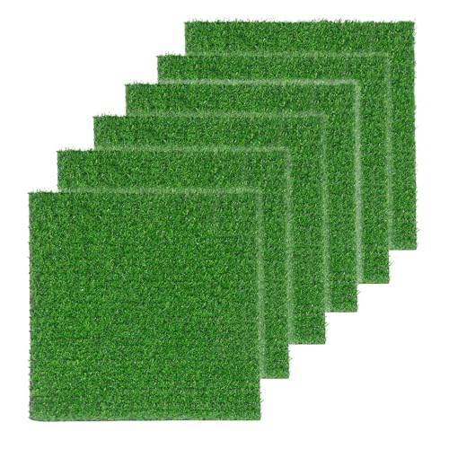 Artificial Grass Patch 6x6 Inch,Realistic Synthetic Turf with Drainage Holes,0.35 Inch Synthetic Garden Grass Tiles Faux Grass Rug for Crafts Patio Wall Decor - size: 6"x6"-10PC