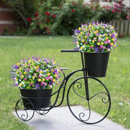 Toprooms Artificial Flowers for Outdoors, UV Resistant Fake Plants Flowers Greenery Shrubs Plants for Decoration Outside Plants Hanging Planter Home Garden Decor (Mix, 12 Pcs) - color: Mix