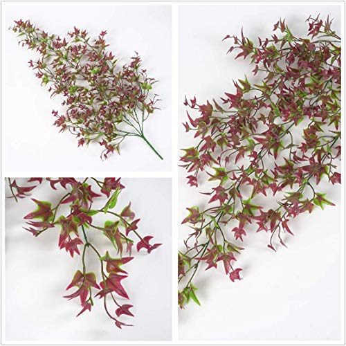 Artificial Hanging Vine, Sweet Potato Leaves Plastic Plants Greenery Faux Ivy Garland Fake Plant UV Resistant for Indoor Outdoor Garden Door Wall Baskets Wedding Party Table Decoration Red 2 Pcs - color: Sweet Potato Vine-red-2 Pcs