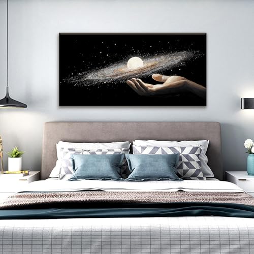 Modern Science Fiction Wall Art The Universe In Hand Abstract Art Wall Decor Canvas Wall Art For Bedroom Living Room Apartment Office Bathroom 20x40 Inch Home Wall Decor - color: White Black, size: 40"L x 20"W