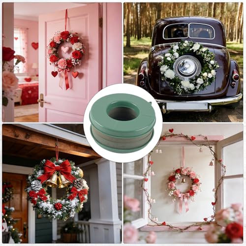 3 PCS 8 Inch Round Green Flower Foam Ring for Wedding, Birthdays, Party Decoration | High-density Material, Quickly Absorb Water, Long-lasting Moisturization, Easy Cutting, Plastic Base