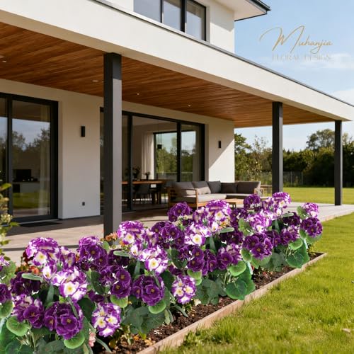 Muhanjia 26’’ Artificial Geranium Flowers for Outdoor Decoration,2PCS Silk Geranium Flowers UV Resistant Floor Plants for Garden Porch Patio Table Centerpieces Home Decor (Dark&Light Purple) - color: Dark&light Purple