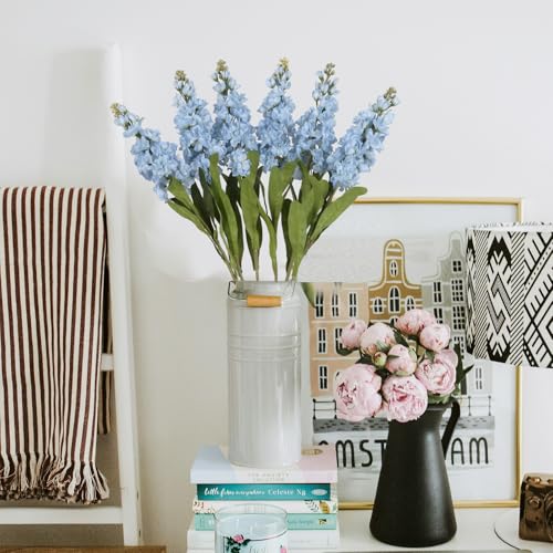 IPOPU 6PCS Blue Snapdragon Artificial Flowers 31.50" Delphinium Fake Flowers Long Stem Antirrhinum Majus Silk Flowers Larkspur Faux Flower for Home Wedding Decorations Floral Arrangement (Baby Blue) - color: Baby Blue