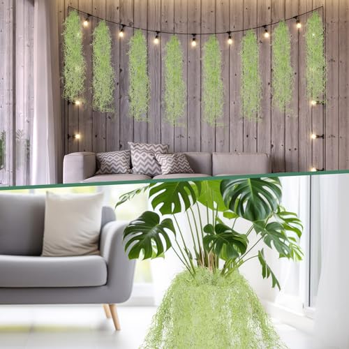 Cindeer 24 Pack Fake Spanish Moss Artificial Hanging Decoration Bulk Faux Greenery Moss Garland for Potted Wall Living Room Indoor Outdoor Decor(33 Inch,Green) - color: Green, size: 33 Inch