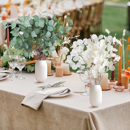 7PCS Long Artificial Eucalyptus Stems 35.4" Tall Fake Branches with Silk Apple Leaves Faux Pink Plants Bouquets for Party Wedding Flowers Arrangements Accessories Home Table Vase Decorations - color: Pink