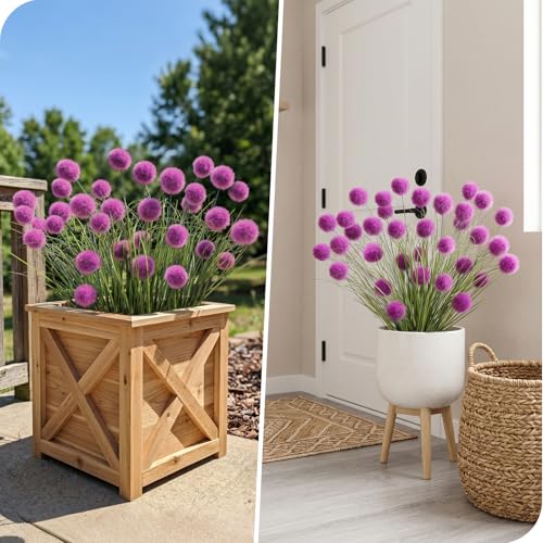 GTIDEA 24Pcs Artificial Grass Plants 17In Lavender Flowers Artificial Fake Silk Purple Floral UV Resistant for Outdoors Planters Home Garden Porch Decoration - color: 24pcs-purple