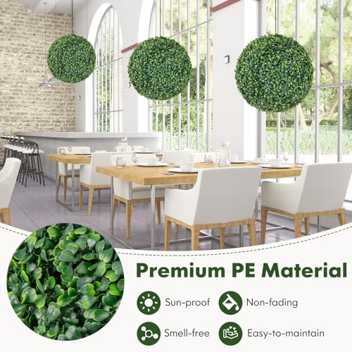 Goplus 2 PCS 16 Inch Artificial Plant Topiary Ball, Round Faux Boxwood Balls Outdoor, Fake Plant Sphere for Front Door, Porch, Backyard, Balcony, Patio, Garden, Wedding and Home Décor - size: 16 Inch